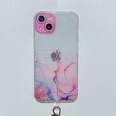 Hollow Marble Pattern TPU Precise Hole Protective Case with Neck Strap Rope, For iPhone 13 mini, For iPhone 13, For iPhone 13 Pro, For iPhone 13 Pro Max